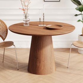Wooden circular dining table, modern minimalist round table, natural wood colored table, 43 inches