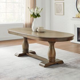 94.06 Inch Extendable Wooden Dining Table for 6 Persons,Long Expandable Curved Dining Table,Mid Century Modern Large Kitchen Table for Living Roo