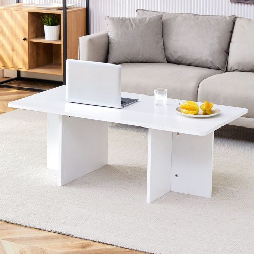 44.8 Inch White MDF Coffee Table - Modern Luxury