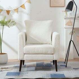 Teddy Fabric Accent Chair, Fabric Armchair Club Chair,Barrel Chair,Upholstered Arm Chair with Solid Wood Legs,Waist Pillow