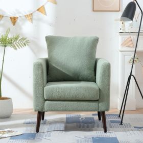 Barrel Chair, Teddy Fabric Accent Chair, Fabric Armchair Club Chair,Upholstered Arm Chair with Solid Wood Legs,Waist Pillow