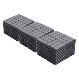 30 PCS Interlocking Deck Tiles Checker Pattern, 12" x 12" Square Light Gray Acacia Hardwood Outdoor Flooring for Patio, Bancony, Pool Side,...