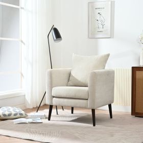 Barrel Chair, Chenille Accent Chair, Fabric Armchair Club Chair,Upholstered Arm Chair with Solid Wood Legs,Waist Pillow
