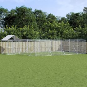 Outdoor Dog Kennel with Roof Silver 32.8'x19.7'x8.2' Galvanized Steel