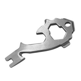 20-in-1 Stainless Steel Multi Tools Key Ring EDC Screwdriver Wrench Opener Set Pocket Outdoor Tool Multitool Keychain Portable (Color: Silver)