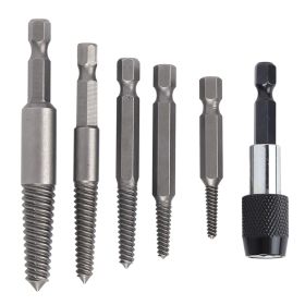 6Pcs Headless Screw Extractor Set Woodwork Hex Shank Fine Teeth Stripped Remover Tool (Option: as picture)