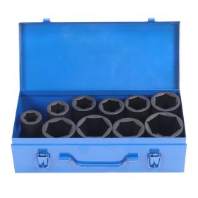10PCS Set 1in Drive Deep Impact Socket Heavy Duty Impact Socket Set with Iron Storage Box (Option: as picture)