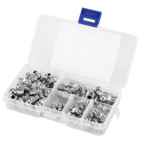 45Pcs M6/M8/M10 Durable Metal Brass Zerk Grease Nipple Fitting Assortment Kits (Option: as picture)