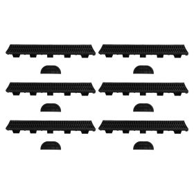 6 Set Trench Drain System Interlocking Leakage Proof Channel Drain with Grates for Gardens Farms Terrace (Option: as picture)