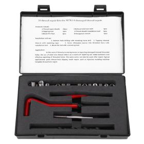 25Pcs Thread Repair Kit Stainless Steel Twisted Drill Wrench Threaded Insert Tap Insertion Tool M7x1 (Option: as picture)