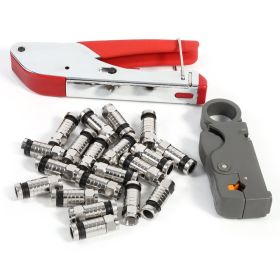 Compression Tool Kit F Type For RG58 RG59 RG6 Connectors Cable Stripper Coaxial Crimping Set (Option: as picture)