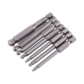 7Pcs 1/4'' Hex Shank 2/2.5/3/4/5/6/8mm 65mm Magnetic Ball Screwdriver Bits (Option: as picture)