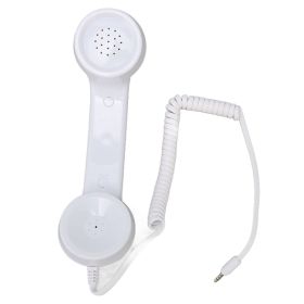 Retro Phone Handset Multifunction Radiation Proof Handheld Cell Phone Receiver for Mobile Phones Computers White (Color: White)