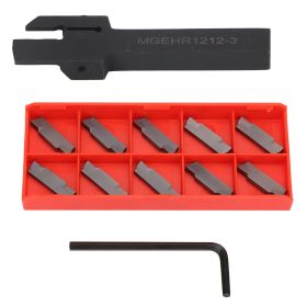 MGEHR1212-3 Lathe Cut Off Grooving Parting Tool Holder with 10pcs Inserts (Option: as picture)