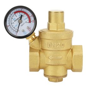 DN20 Adjustable Brass Water Pressure Regulator with Gauge Meter (Option: as picture)