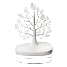 1pc Creative Tree Jewelry Storage Box - Desktop Cosmetics Display Box, Dustproof Plastic Storage Container For Jewelry, Small Items And Cosmetics (Color: White)