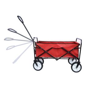 Folding Wagon Garden Shopping Beach Cart Red (Option: 1pcs)
