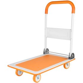 Mobile Platform Trolley, Foldable For Easy Storage, 360-degree Swivel Wheels, 330 Lb Weight Capacity Unavailable Platforms- Welfel , Temu (Color: Orange)