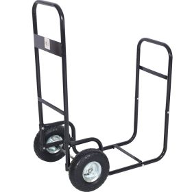Firewood Cart Fireplace Log Rlling Cart Wood Rack With Pneumatic Wheels Rlling Cart (Option: 1pcs)