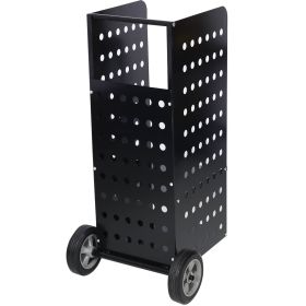 Firewood Cart Fireplace Log Rolling Cart Wood Rack Outdoor Rolling Cart (Color: Black)