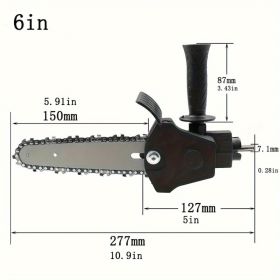 1pc, Mini Electric Drill Chainsaw, Electric Chain Saw Drill Attachment, Chain Saw Drill Attachment, Chainsaw Convertor, Chainsaw For Woodworking (Color: Black)