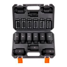 VEVOR Drive Impact Socket Set, 9 Piece Deep Socket Set Metric 29-38mm, 6 Point Cr-Mo Alloy Steel For Auto Repair, Easy-to-Read Size Markings, Rug (Option: Default)