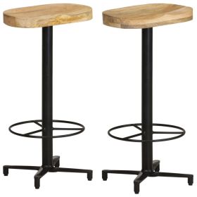 Bar Stools 2 pcs 29.9" Solid Mango Wood (Color: Brown)
