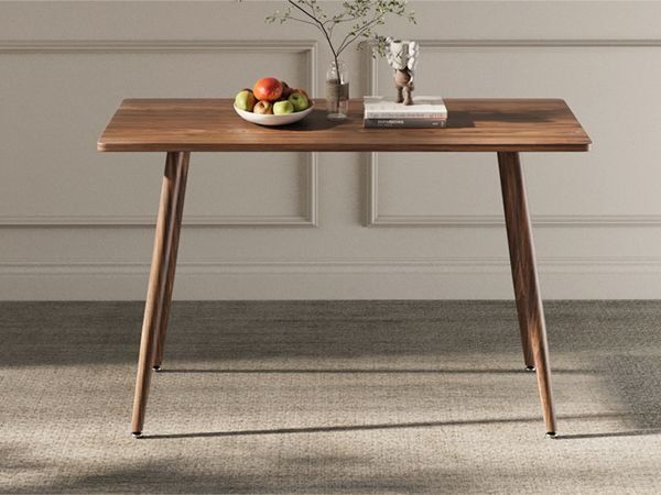 47" Modern minimalist MDF wood color dining table, black metal legs, small sized dining table, computer desk, office desk, kitchen table